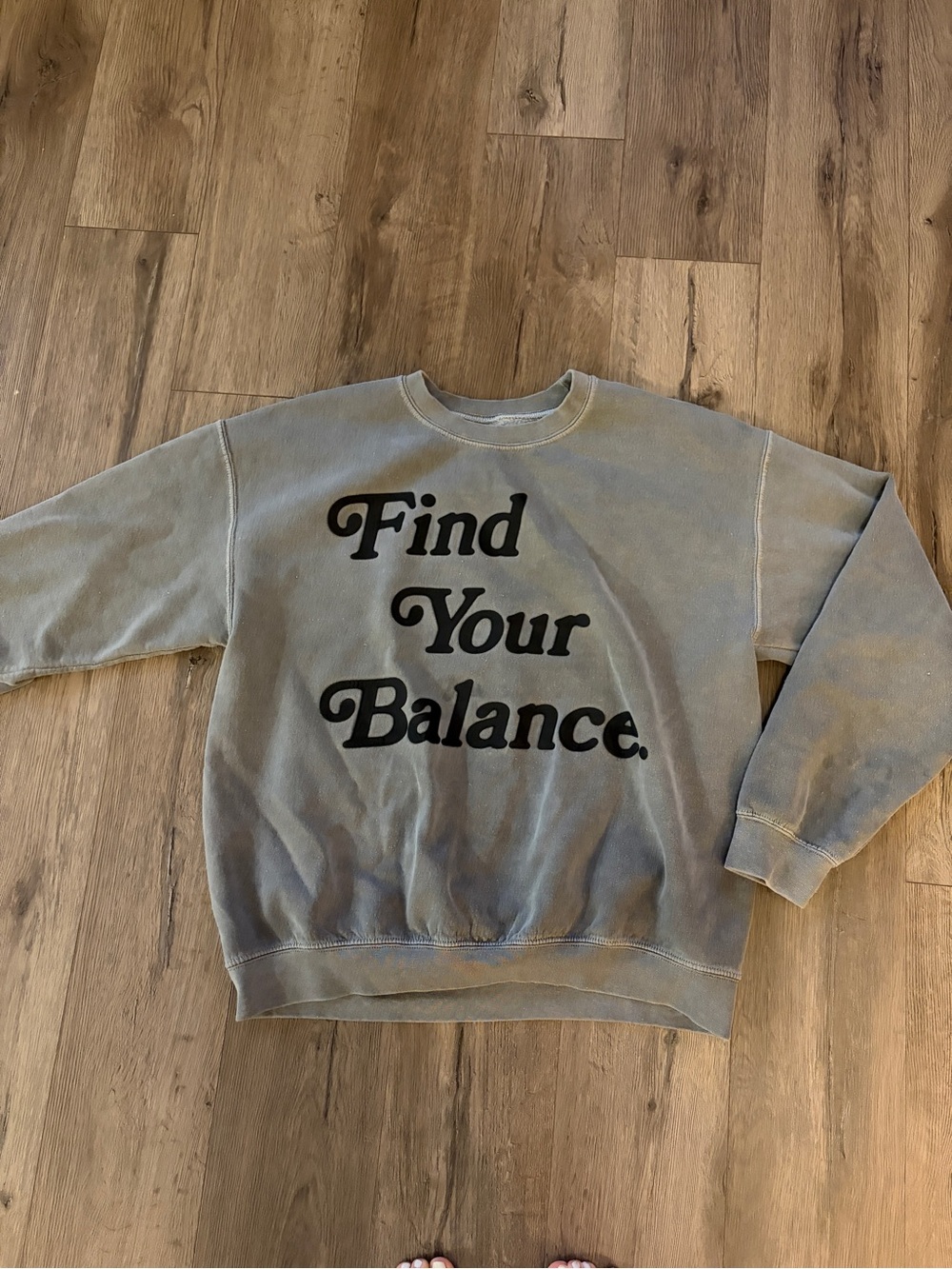 PacSun Find Your Balance Crewneck Sweatshirt - Gray with Black Text